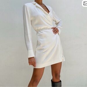 Aritzia Babaton White Blazer Wrap Dress